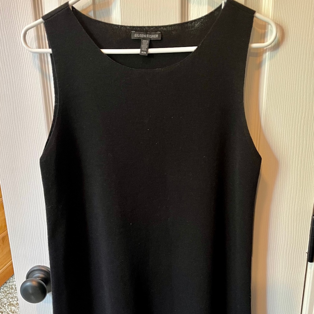 Eileen Fisher Black Sweater Vest Fine Merino